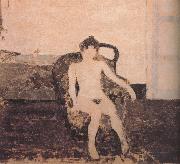 In the armchair naked female